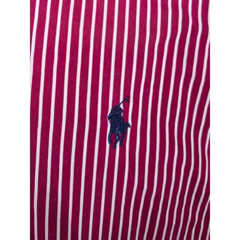 Polo Ralph Lauren Custom Fit Button Shirt Red White Stripe Men's XXL